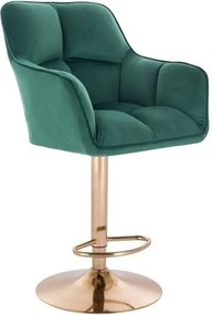 LuxuryForm DESIGN Barová stolička AMALFI VELUR na zlatom tanieri - zelená