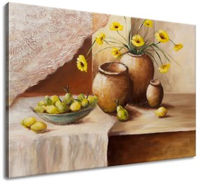 Gario Ručne maľovaný obraz Žlté kvety vo váze Rozmery: 100 x 70 cm