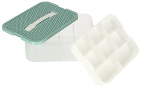 KIK Transparentný plastový úložný box 8 L s vekom a priehradkami