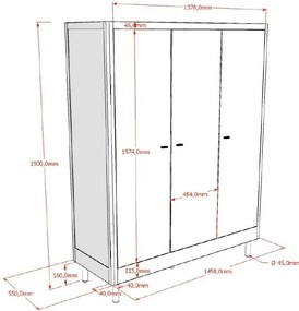 Biela detská šatníková skriňa z bukového dreva 146x190x55 cm Forrest – Vipack
