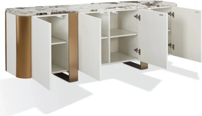 Komoda Stilig ST921 200 cm biela/zlatá/mramor