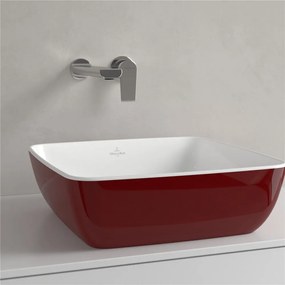 VILLEROY &amp; BOCH Artis štvorcové umývadlo na dosku bez otvoru, bez prepadu, 410 x 410 mm, Bordeaux, 417841BCS9