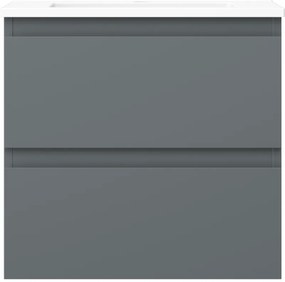 Mexen Orio, kúpeľňová skrinka 50 cm s umývadlom Otis, 2 zásuvky, grafitová matná/biela matná, 91A10-05047-2-BFF66-W18M01