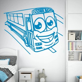Veselá Stena Samolepka School bus Farba: modrá, Veľkosť: 60 x 48 cm