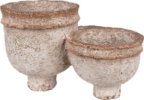 Béžová antik dekorácia tri spojené kvetináče - 27*29*17 cm