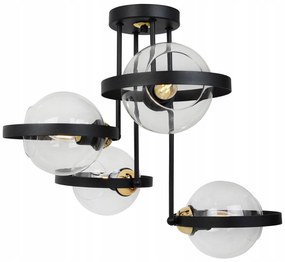 Stropné svietidlo Haga Ring, 4x transparentné sklenené tienidlo (výber z 3 farieb uchytenia)