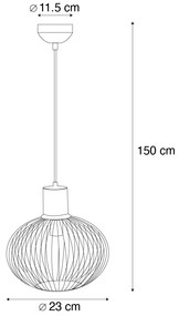 Moderné závesné drôtené svietidlo čierne s béžovou farbou 23 cm - Gila