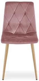 Set troch jedálenských stoličiek LIBRA zamatové ružové / drevené nohy (3 ks)