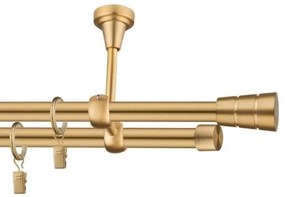 Dekorstudio Stropná dvojradová garniža BASIC zlatá 19mm Dĺžka: 220cm, Typ príslušenstva: Krúžky tiché so štipcami