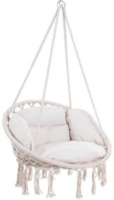 Jurhan Závesné kreslo BOHO s vankúšmi, Ø61cm, béžová
