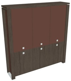 Vysoká skriňa Verno+ S 200 x 46 x 210 cm, kombinované dvere, dub antracit / hnedá