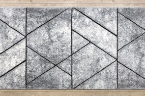 Behúň COZY 8872 Wall, geometrický, trojuholníky - Štrukturálny, sivý / modrý
