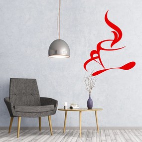 Veselá Stena Samolepka Šálka s čajom Farba: červená, Veľkosť: 60 x 76 cm