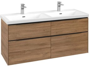 VILLEROY &amp; BOCH Subway 3.0 závesná skrinka pod dvojumývadlo, 4 zásuvky, 1272 x 478 x 429 mm, Oak Kansas, C56801RH