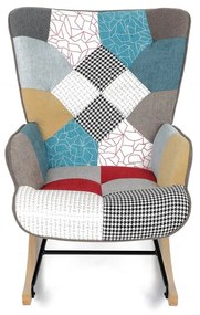 Hojdacie kreslo FABIAN — kov, masív, látka, patchwork