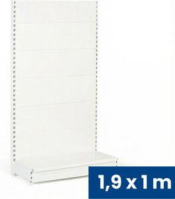 Predajný regál jednostranný, plné steny, 1900 x 1000 x 450 mm, základná, biela