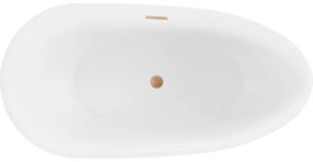 Mexen Eos, voľne stojaca vaňa 150 x 75 cm, biela-čierna, medený prepad, 52471507575-65