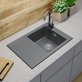 Gamma Design 7050, 1-komorový granitový drez 700x480x205 mm, šedá, GMA-ZLE000132