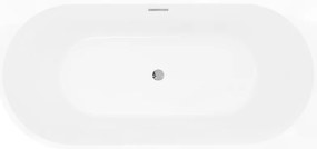 Mexen Silo, rohová voľne stojaca ryhovaná vaňa, pravá, 150 x 75 cm, biela-čierna, chrómový prepad, 52891507575P-01