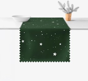 Goldea vianočný behúň na stôl teflónový - hviezdičky na tmavo zelenej 35x160 cm