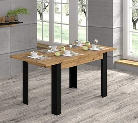 Jedálenský  stôl Nulakka H (dub artisan + matná čierna) (pre 4  až 6 osôb). Akcia -19%. Vlastná spoľahlivá doprava až k Vám domov. 1124828