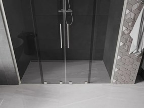 Mexen Velar L Duo, posuvné sprchové dvere do otvoru 170 cm, 8mm šedé sklo, brúsená oceľ, 871-170-003-42-97