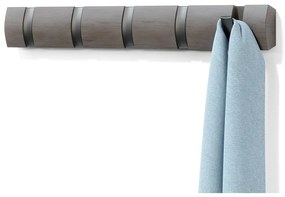 Svetlosivý nástenný vešiak z topoľového dreva Flip - Umbra