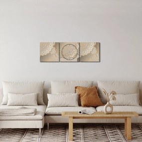 Obraz - Mandaly v zlatých tónoch (s hodinami) (90x30 cm)