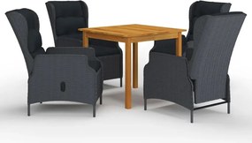 vidaXL 5-dielna záhradná jedálenská súprava tmavosivá