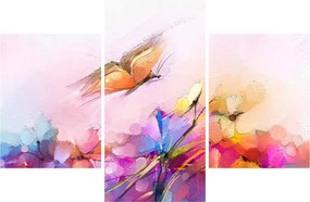 Obraz - Motýľ nad kvetinou, abstrakcia (90x60 cm)