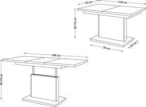 ASTON MINI Béžová (šampanská) - rozkladací stôl so zdvíhacou doskou