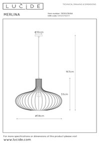 Lucide 78393/38/66 - Luster na lanku MERLINA 1xE27/60W/230V ružová
