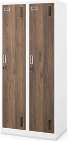 Zamestnanecká skrinka štvorkomorová biela/orech, 800x1800x500 mm: KACPER Eco Design