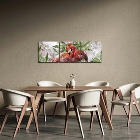 Obraz - Plameniaky (s hodinami) (90x30 cm)
