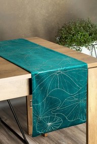 Dekorstudio Elegantný zamatový behúň na stôl BLINK 18 tmavotyrkysový Rozmer behúňa (šírka x dĺžka): 35x220cm