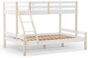 Biela poschodová detská posteľ z borovicového dreva 90x190/140x190 cm Livia – Marckeric
