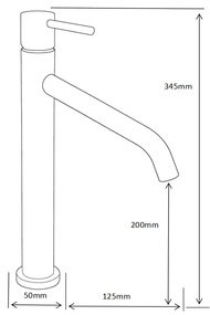 Mexen Rumba, vysoká umývadlová batéria h-345, čierna matná, 73510-70