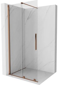 Mexen Velar, posuvné dvere do otvoru typ Walk-In 110 cm, 8mm číre sklo, ružové zlato, 871-110-000-03-60