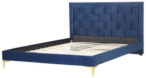 Zamatová posteľ 140 x 200 cm námornícka modrá LIMOUX Beliani