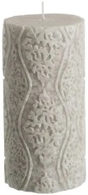 Mintovou valcovitá sviečka s ornamentami - Ø7,5 * 15cm