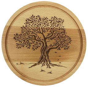 AMADEA Drevená servírovacia doštička - podnos strom, masívne drevo, 30 cm