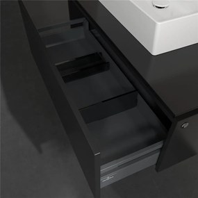 VILLEROY &amp; BOCH Legato závesná skrinka pod umývadlo na dosku (umývadlo v strede), 1 zásuvka, 1000 x 500 x 380 mm, Black Matt Lacquer, B60300PD