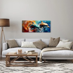 Obraz - Maľba delfínov (120x50 cm)