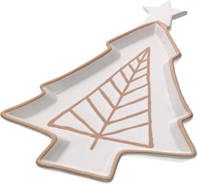 Kameninový tanier Beige Christmas Tree scandi