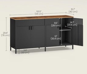 Komoda Vasagle Teduo 141 cm černá/hnědá