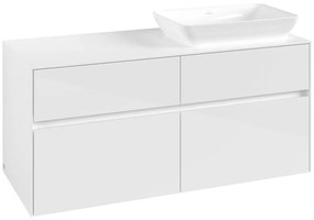 VILLEROY &amp; BOCH Collaro závesná skrinka pod umývadlo na dosku (umývadlo vpravo), 4 zásuvky, 1200 x 500 x 548 mm, Glossy White, C11400DH