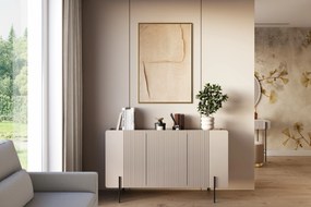 Komoda Malmi 150 cm trojdverová - kašmír / čierne nohy