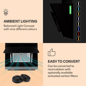 Klarstein Aurora Eco 60, digestor, 60 cm, nástenný, 550 m³/h, A+, dotykové ovládanie, čierny