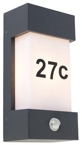 Vonkajšia nástenná lampa tmavosivá IP44 s detektorom pohybu - Tide