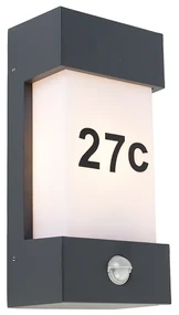 Vonkajšia nástenná lampa tmavosivá IP44 s detektorom pohybu - Tide